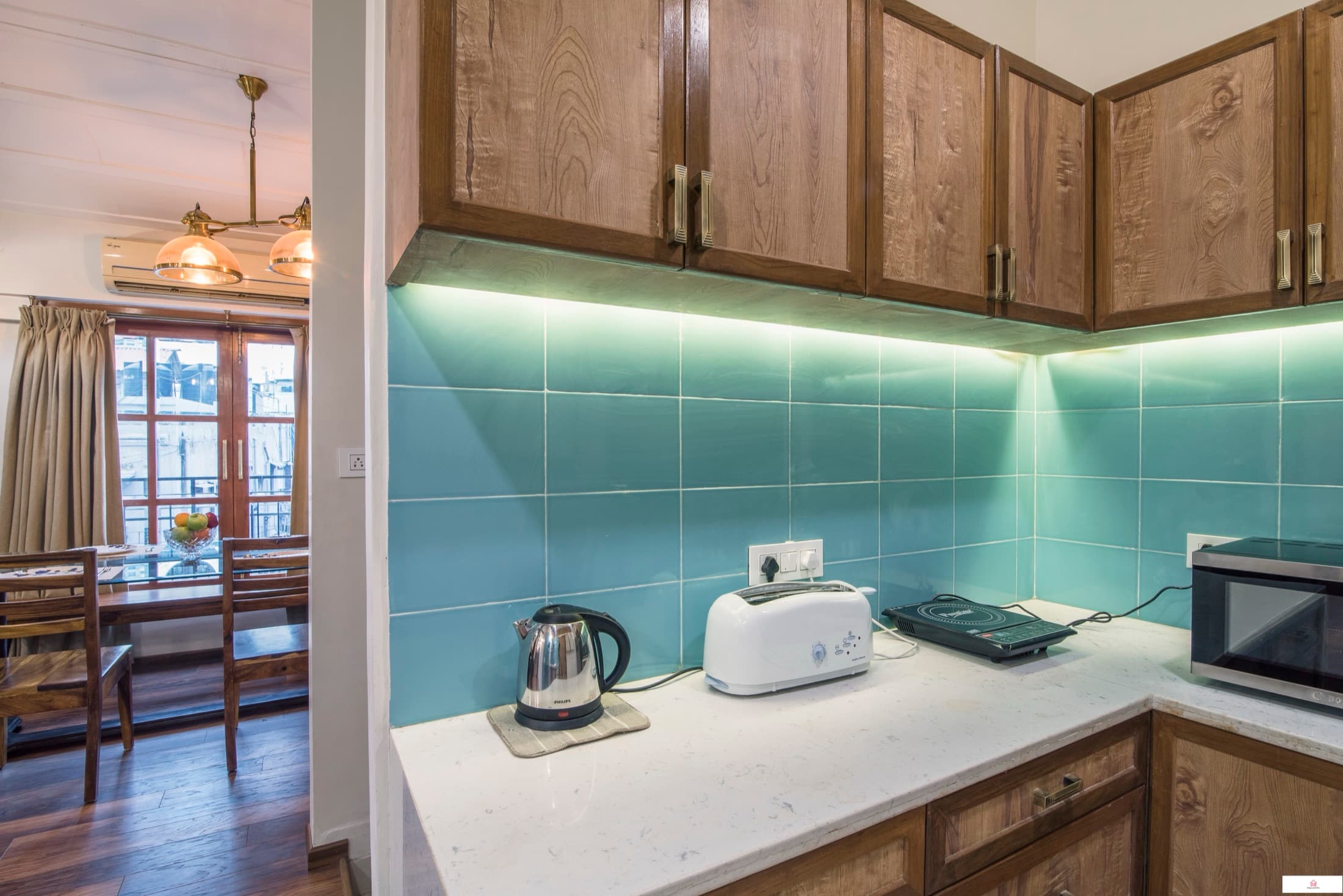 Kitchen with an adjoining dining area