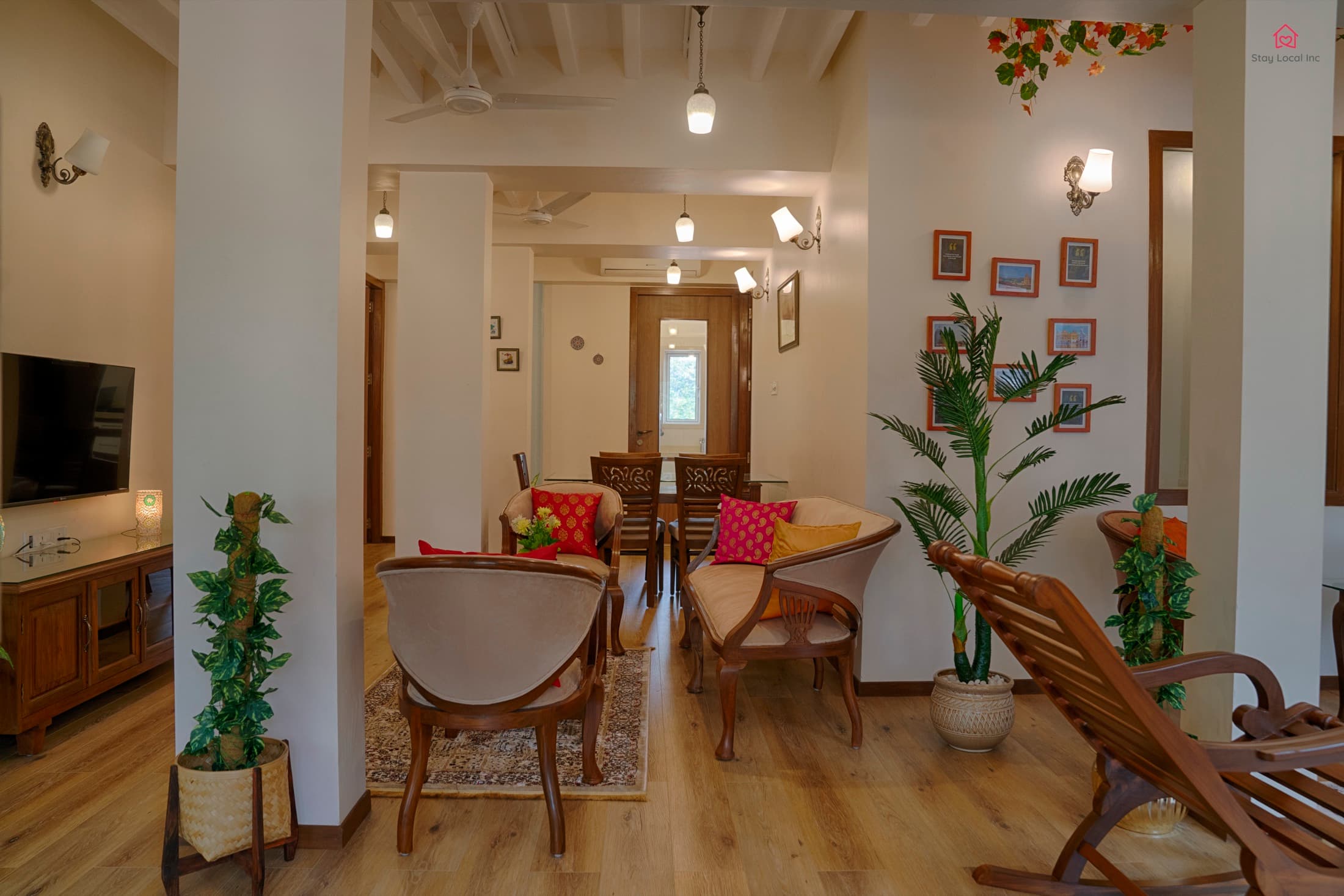 Furnished lounge and dining room